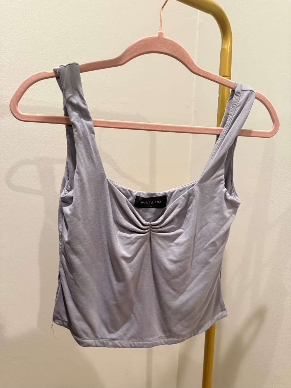 White Fox Gray Lavender Ruched Tank Top